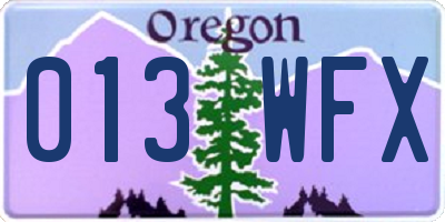 OR license plate 013WFX