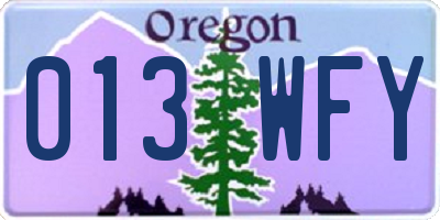 OR license plate 013WFY