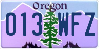 OR license plate 013WFZ