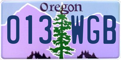 OR license plate 013WGB