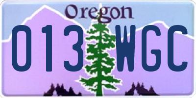 OR license plate 013WGC
