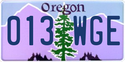 OR license plate 013WGE