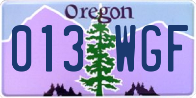 OR license plate 013WGF
