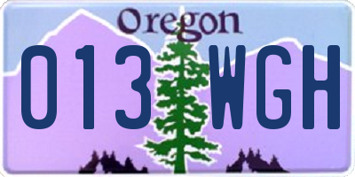 OR license plate 013WGH