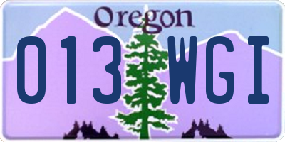 OR license plate 013WGI