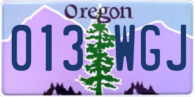 OR license plate 013WGJ