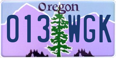 OR license plate 013WGK