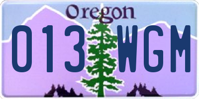 OR license plate 013WGM
