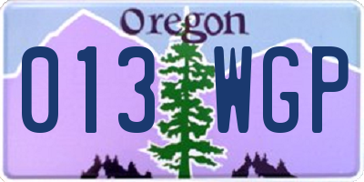OR license plate 013WGP