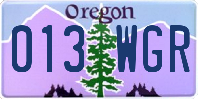 OR license plate 013WGR