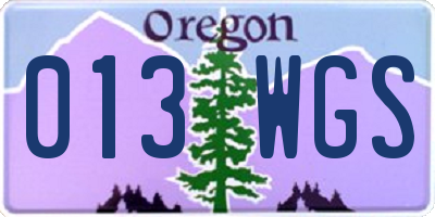 OR license plate 013WGS