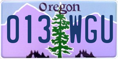 OR license plate 013WGU