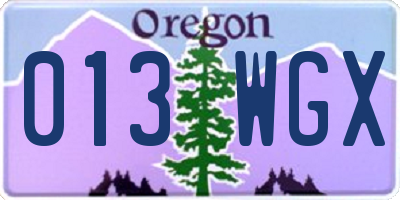 OR license plate 013WGX