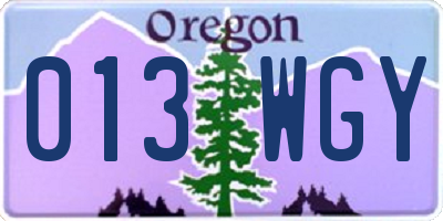 OR license plate 013WGY