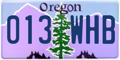 OR license plate 013WHB