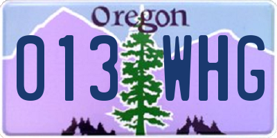 OR license plate 013WHG