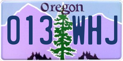 OR license plate 013WHJ