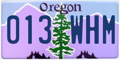 OR license plate 013WHM