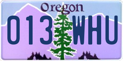 OR license plate 013WHU