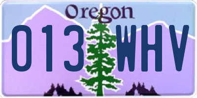 OR license plate 013WHV