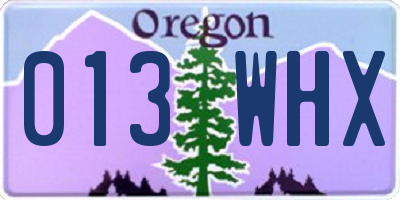OR license plate 013WHX