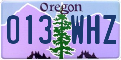 OR license plate 013WHZ