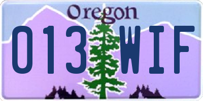 OR license plate 013WIF