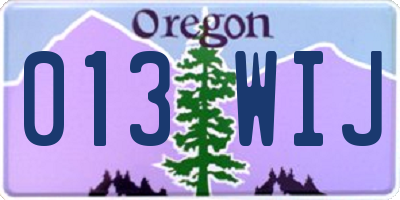 OR license plate 013WIJ