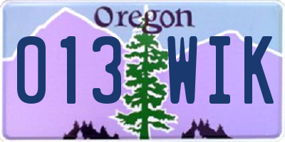 OR license plate 013WIK