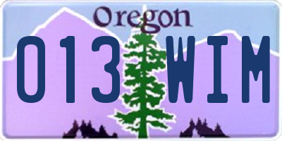 OR license plate 013WIM