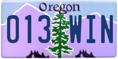 OR license plate 013WIN
