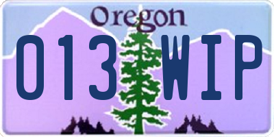 OR license plate 013WIP