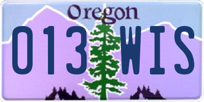 OR license plate 013WIS