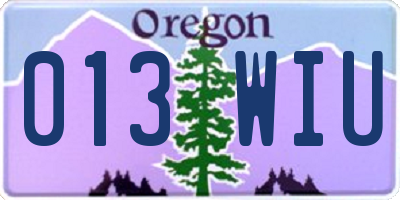 OR license plate 013WIU