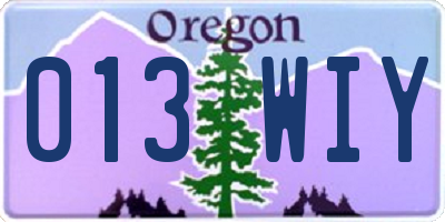 OR license plate 013WIY