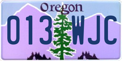 OR license plate 013WJC