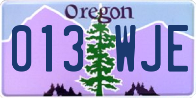 OR license plate 013WJE