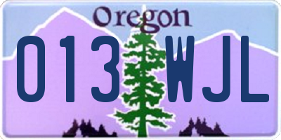 OR license plate 013WJL