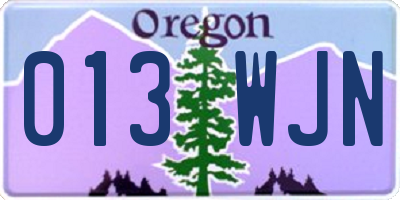 OR license plate 013WJN