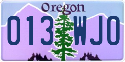 OR license plate 013WJO
