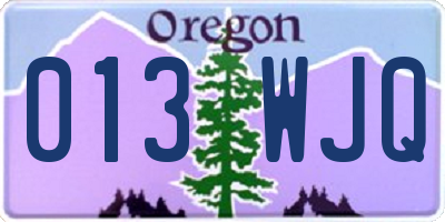 OR license plate 013WJQ