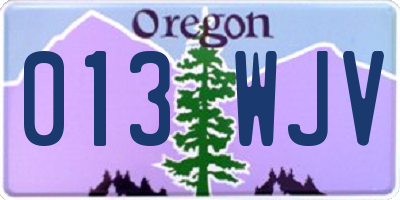 OR license plate 013WJV