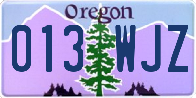 OR license plate 013WJZ