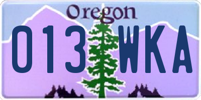 OR license plate 013WKA