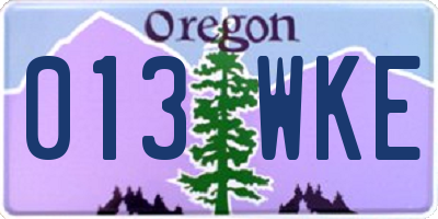 OR license plate 013WKE