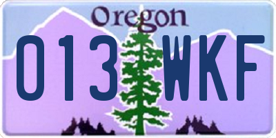 OR license plate 013WKF