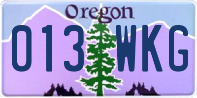 OR license plate 013WKG