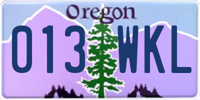 OR license plate 013WKL