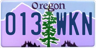 OR license plate 013WKN