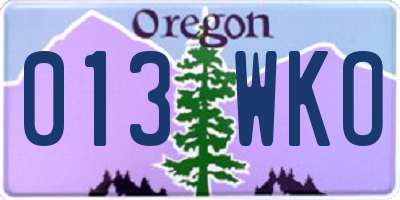 OR license plate 013WKO